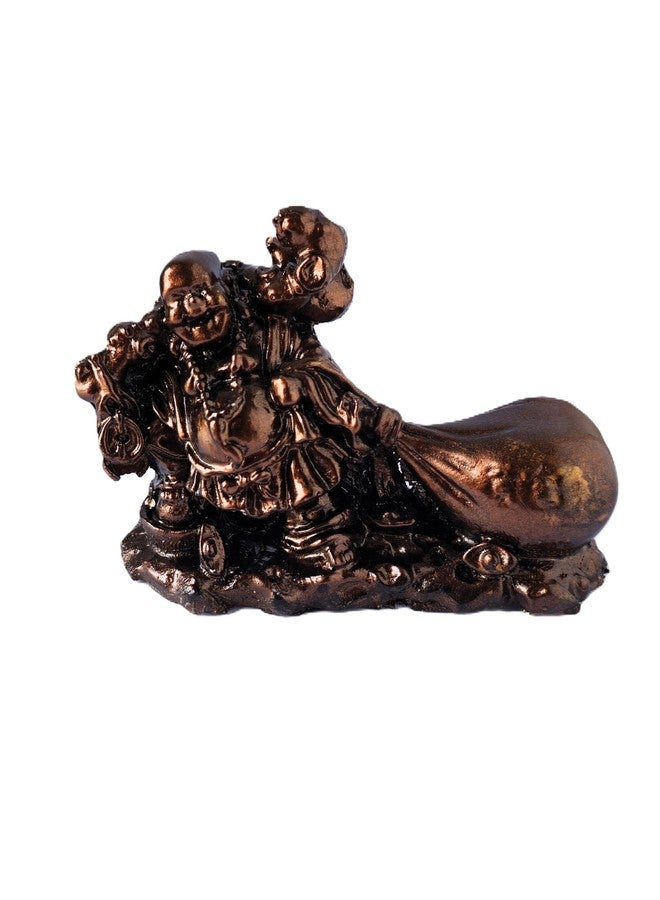 GOODMARTS Golden Feng Shui Laughing Buddha, Happy Man Drag Money Bag for Home Office Decor, Wealth, Good Luck, 8 cm - Image 1